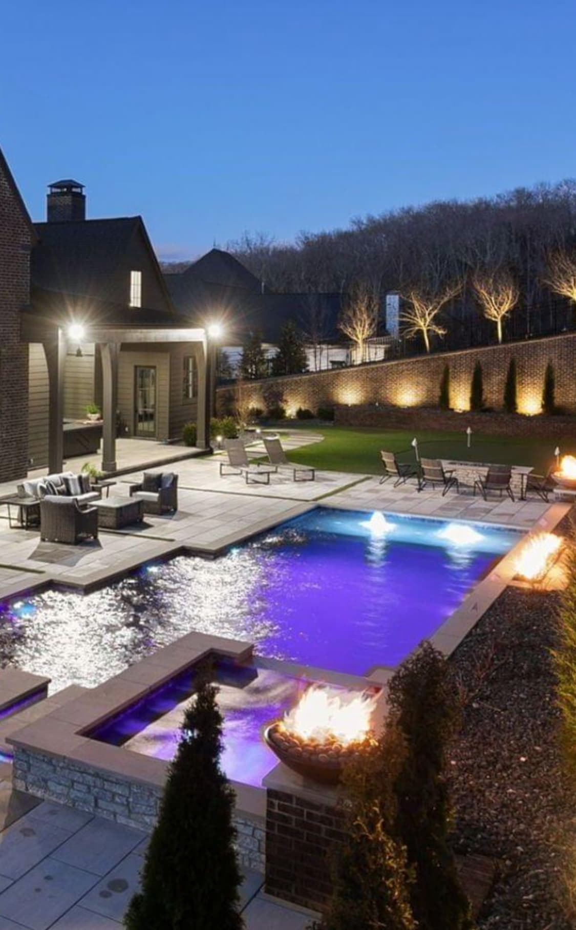 Custom inground gunite pool with LED lighting.